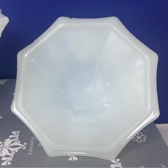 Anchor Hocking Milk Glass Pedestal Octagon Candy Dish - Picture 9 of 13